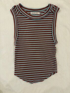 Free people Striped Ribbed Tank in Brownishre & Blue
